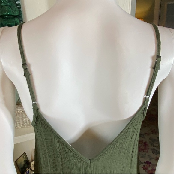 New NWT Treasure & Bond Favorite Slipdress Green Olive Sarma Crinkle Rayon Small - Picture 8 of 11